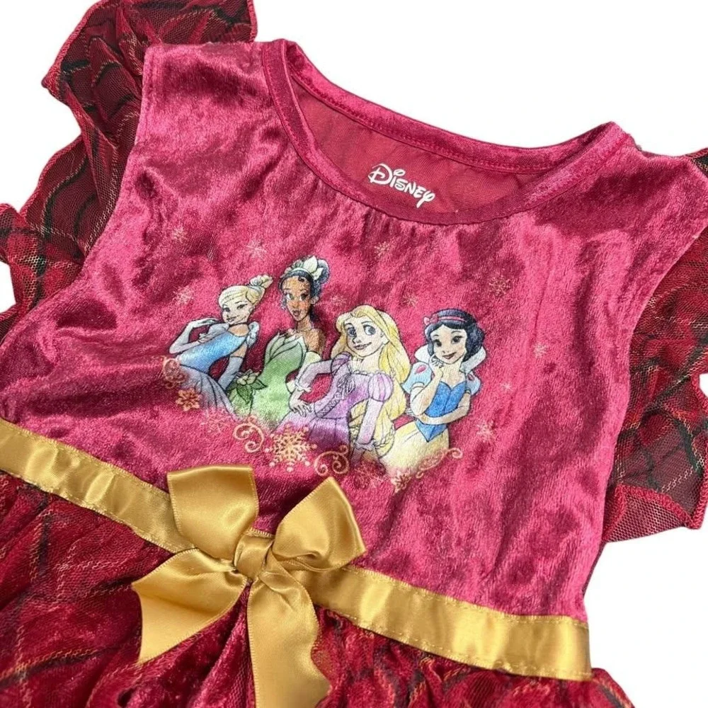 Disney Princess Holiday Crushed Velour Plaid fantasy Nightgown Size 5T Pajamas
